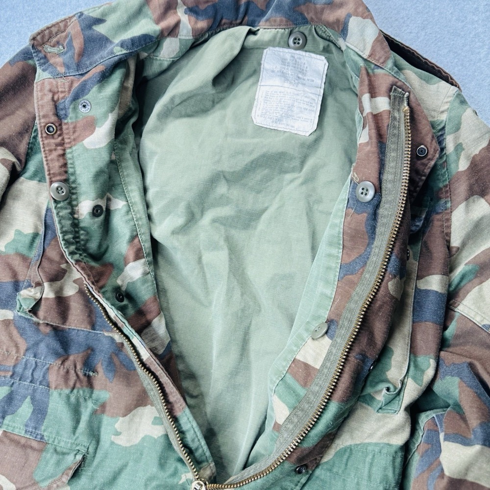 VTG Army M65 Field Jacket Mens Small Short Woodland Cold Weather FORSCOM Patch - Picture 3 of 12